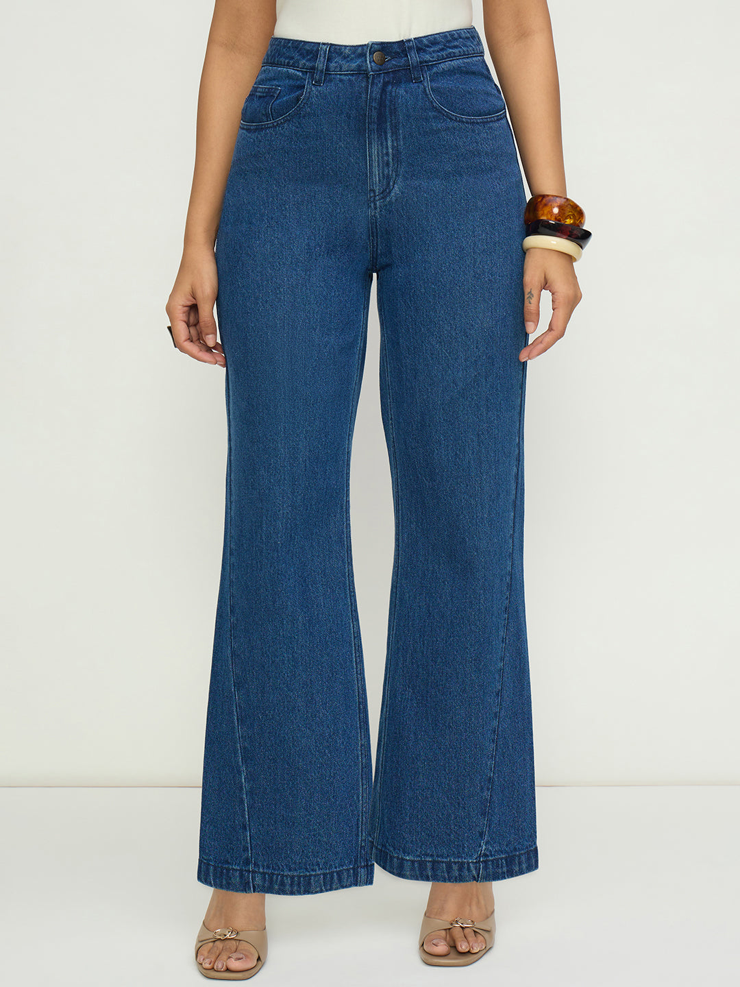 DenimClassic Navy Flared High-Rise Jeans