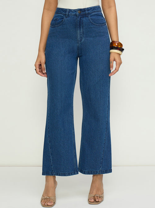 Navy Blue Flare Fit High-Rise Jeans
