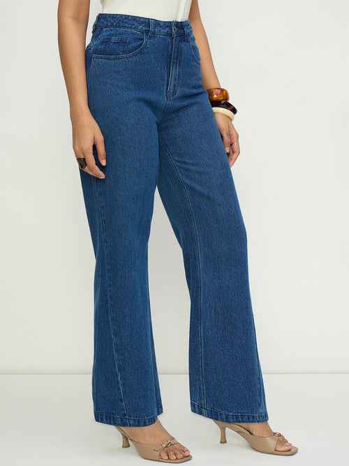 DenimClassic Navy Flared High-Rise Jeans