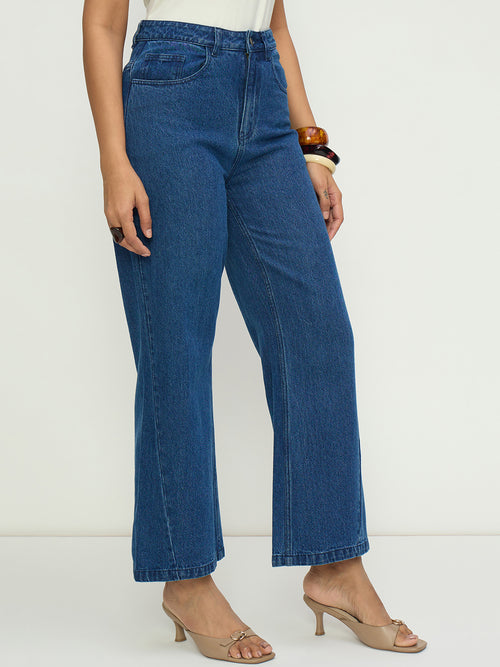 Navy Blue Flare Fit High-Rise Jeans