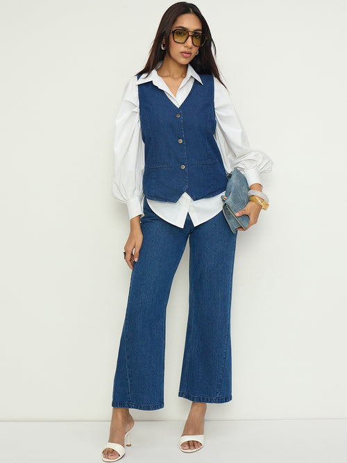Navy Blue Denim Vest
