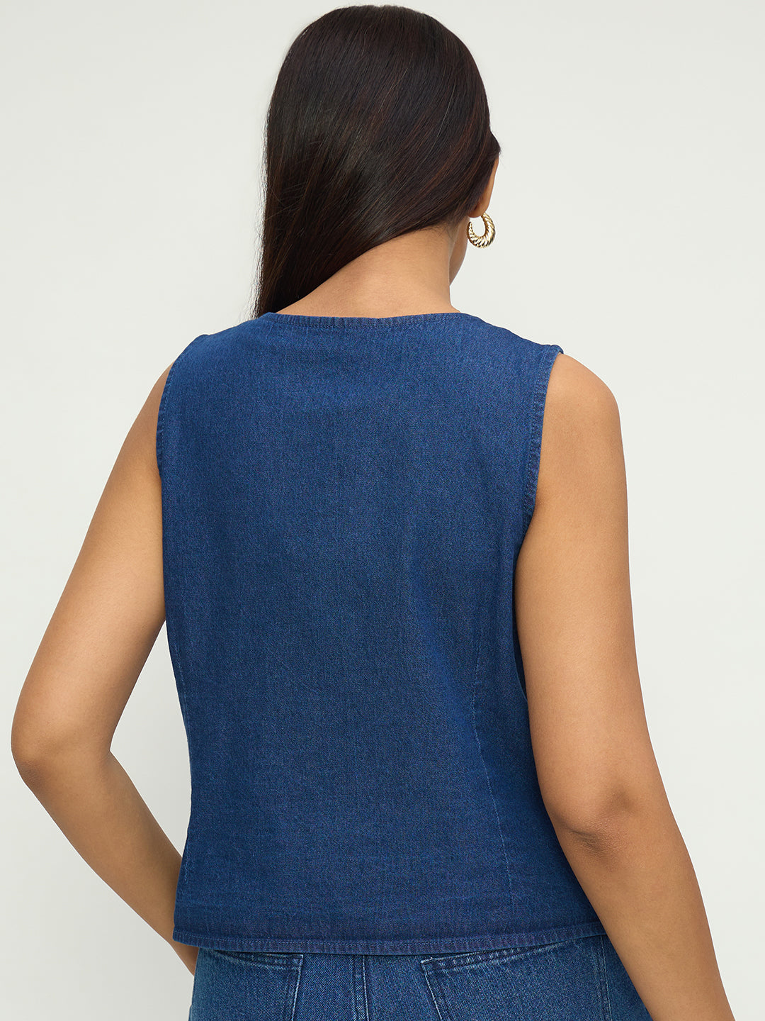 Navy Blue Denim Vest