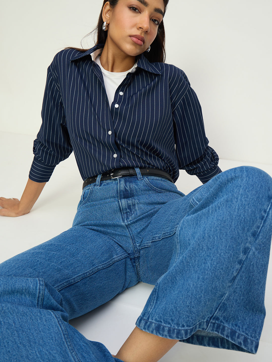 DenimClassic Blue Flared High-Rise Jeans