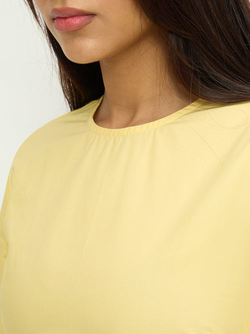 CrispCotton Yellow Tiered Dress