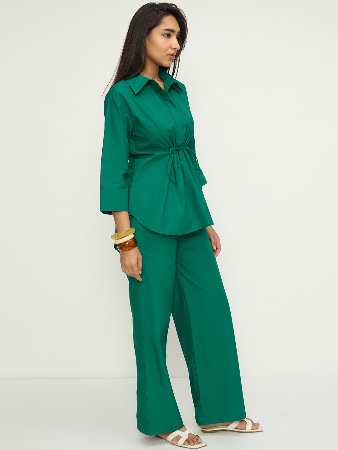 Green Poplin Shirt Co-Ord Set