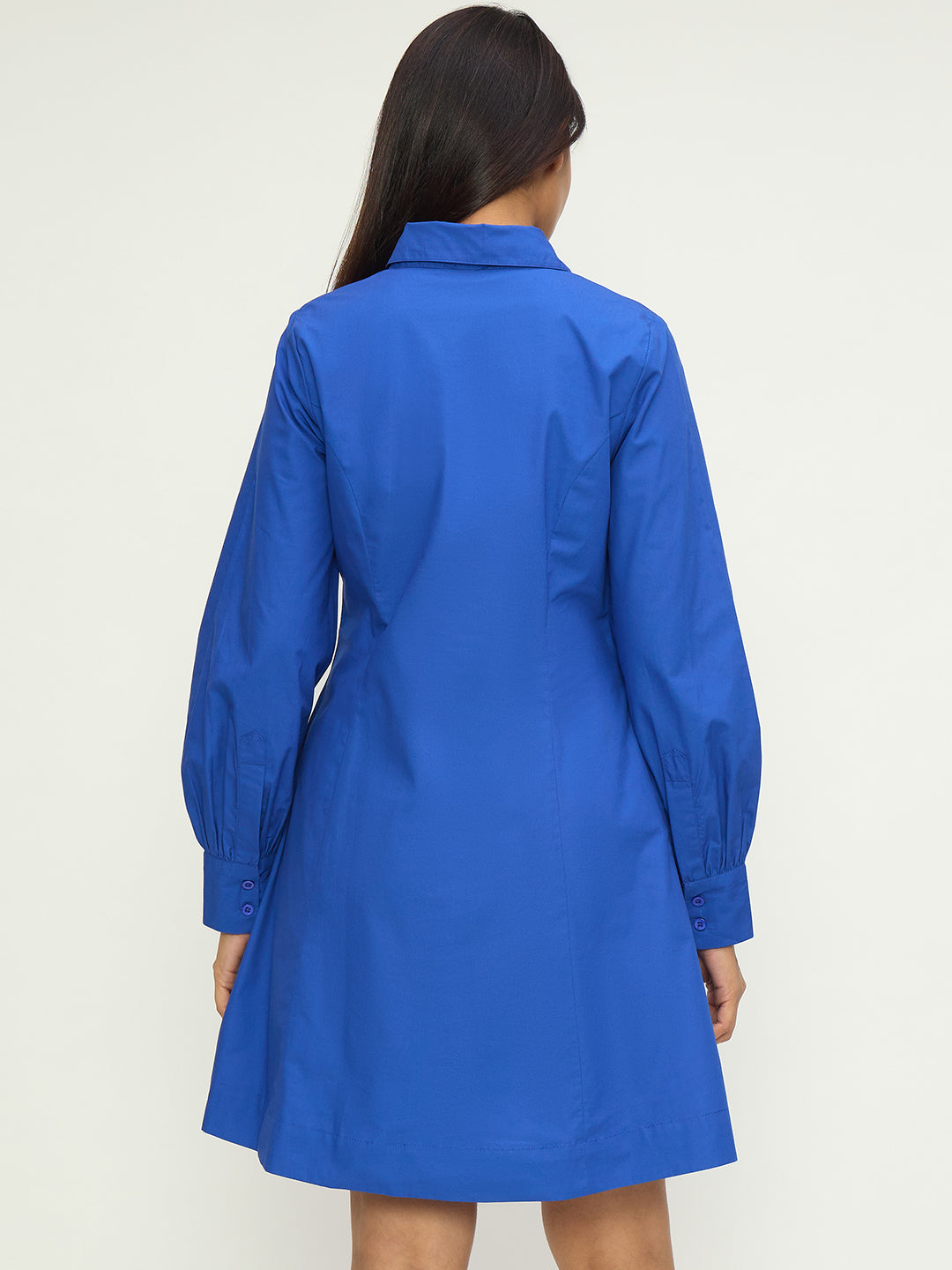 CrispCotton Royal Blue Panel Detail Mini Dress
