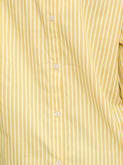 Yellow Stripe Back Button Detail Shirt