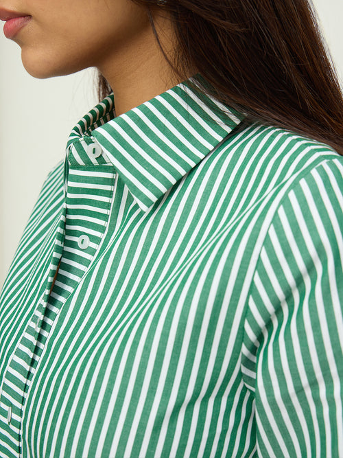 Green Stripe A-Line Mini Dress