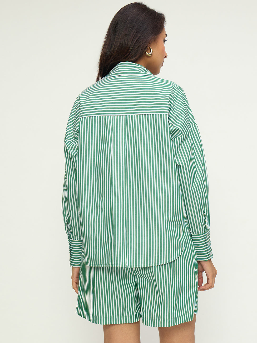 Green Stripe Shirt Co-Ord Set