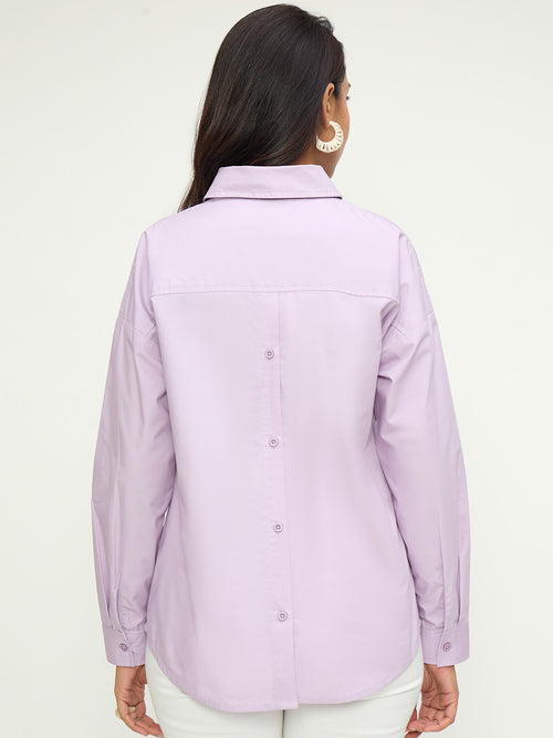 CrispCotton Lilac Back Button Detail Shirt