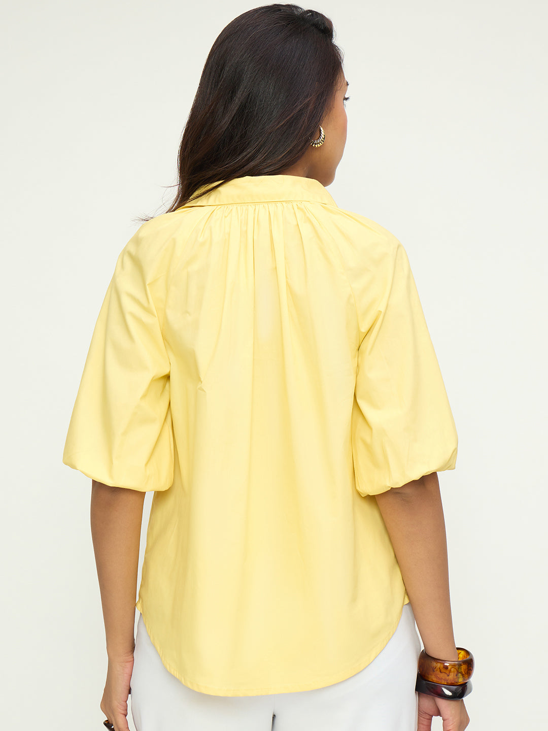 Butter Yellow Poplin Raglan Sleeve Shirt