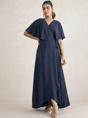 Navy Wrap Formal Maxi Dress
