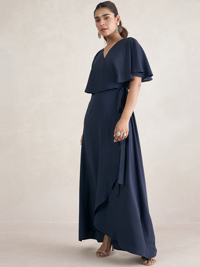 Navy Wrap Formal Maxi Dress