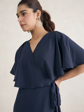 Navy Wrap Formal Maxi Dress