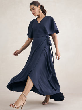 Navy Wrap Formal Maxi Dress