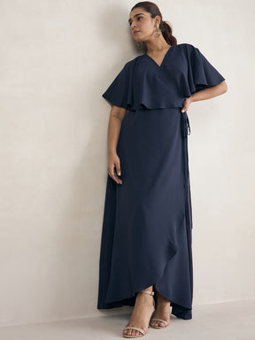 Navy Wrap Formal Maxi Dress