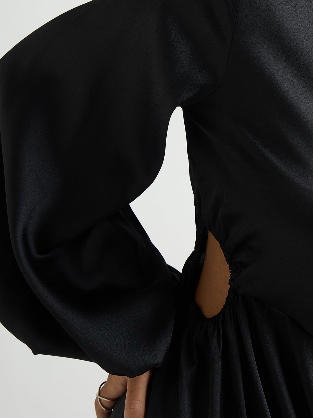 Black Side Cutout Detail Midi Dress