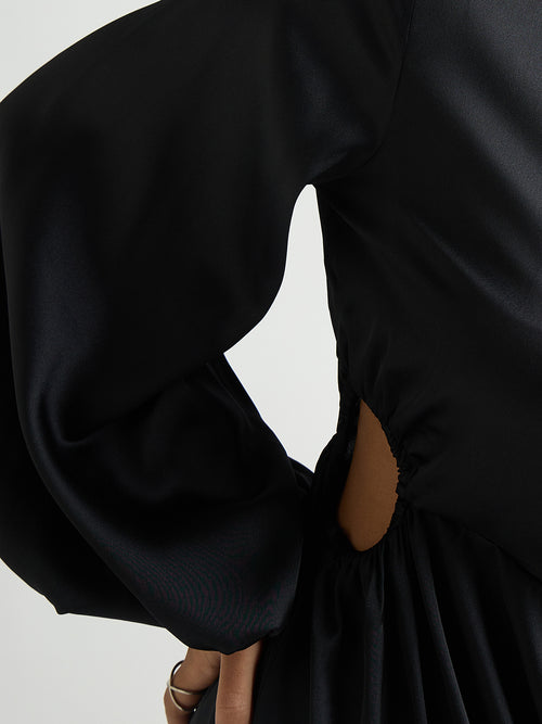 Black Side Cutout Detail Midi Dress