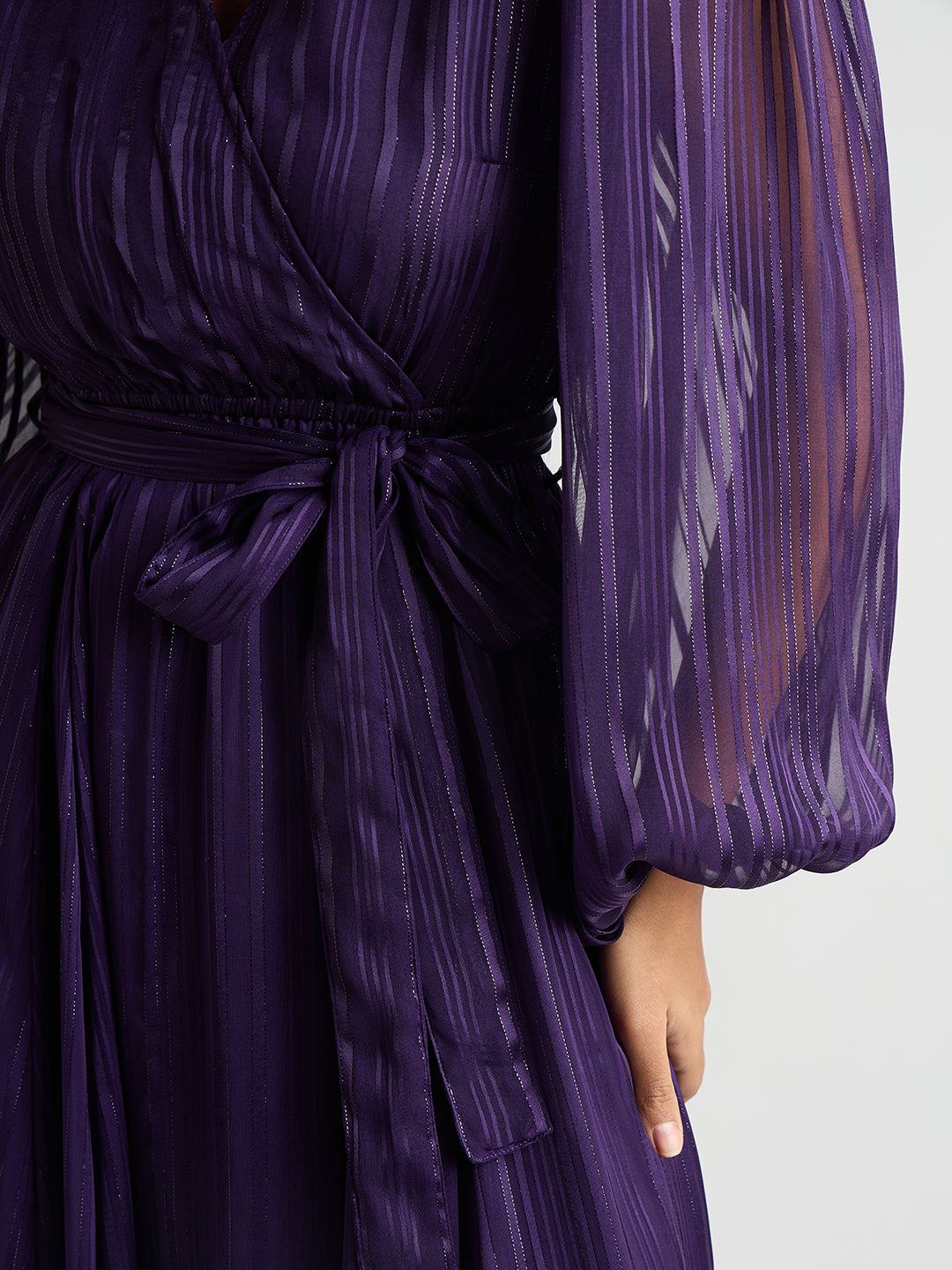 Deep Purple Lurex Wrap Maxi Dress