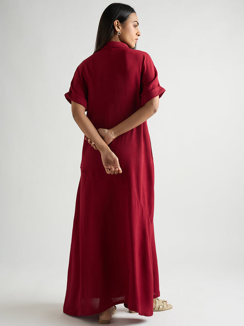 Deep Red A-Line Maxi Dress