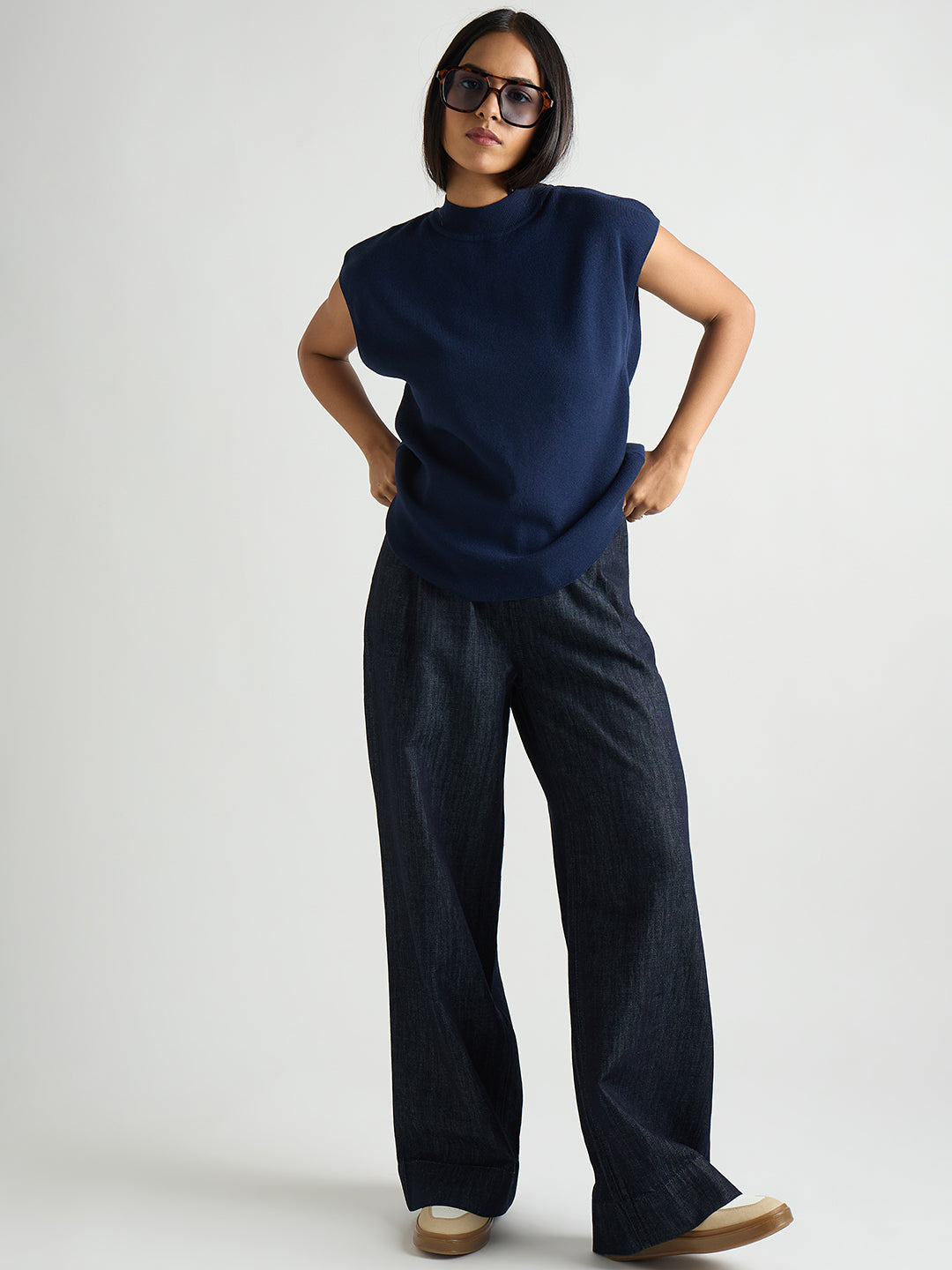 Navy High Neck Sweater Vest