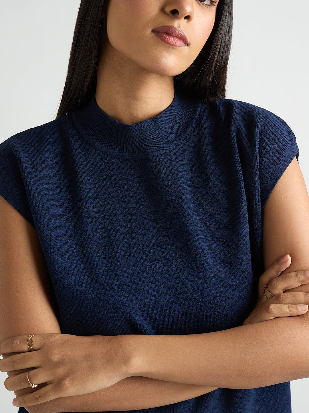 Navy High Neck Sweater Vest