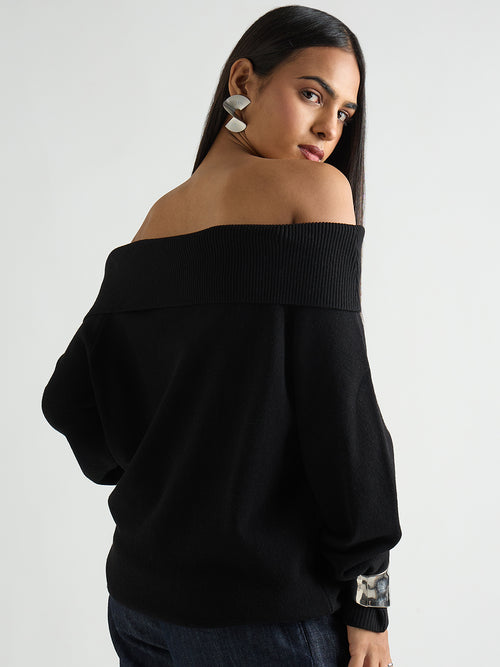 Black Off Shoulder Sweater