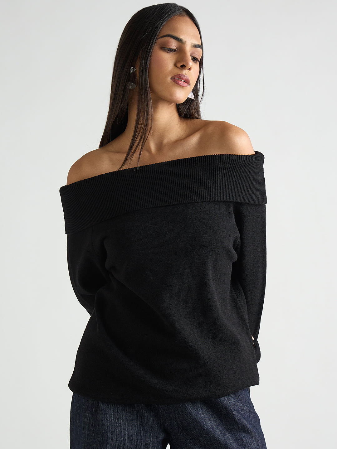 Black Off Shoulder Sweater