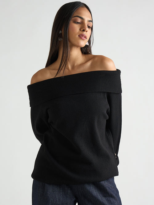 Black Off Shoulder Sweater