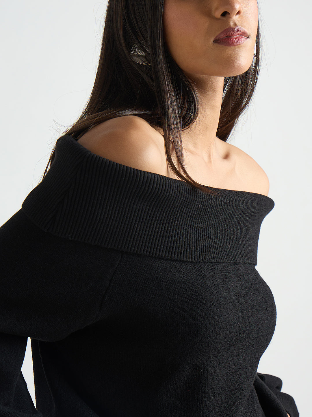 Black Off Shoulder Sweater