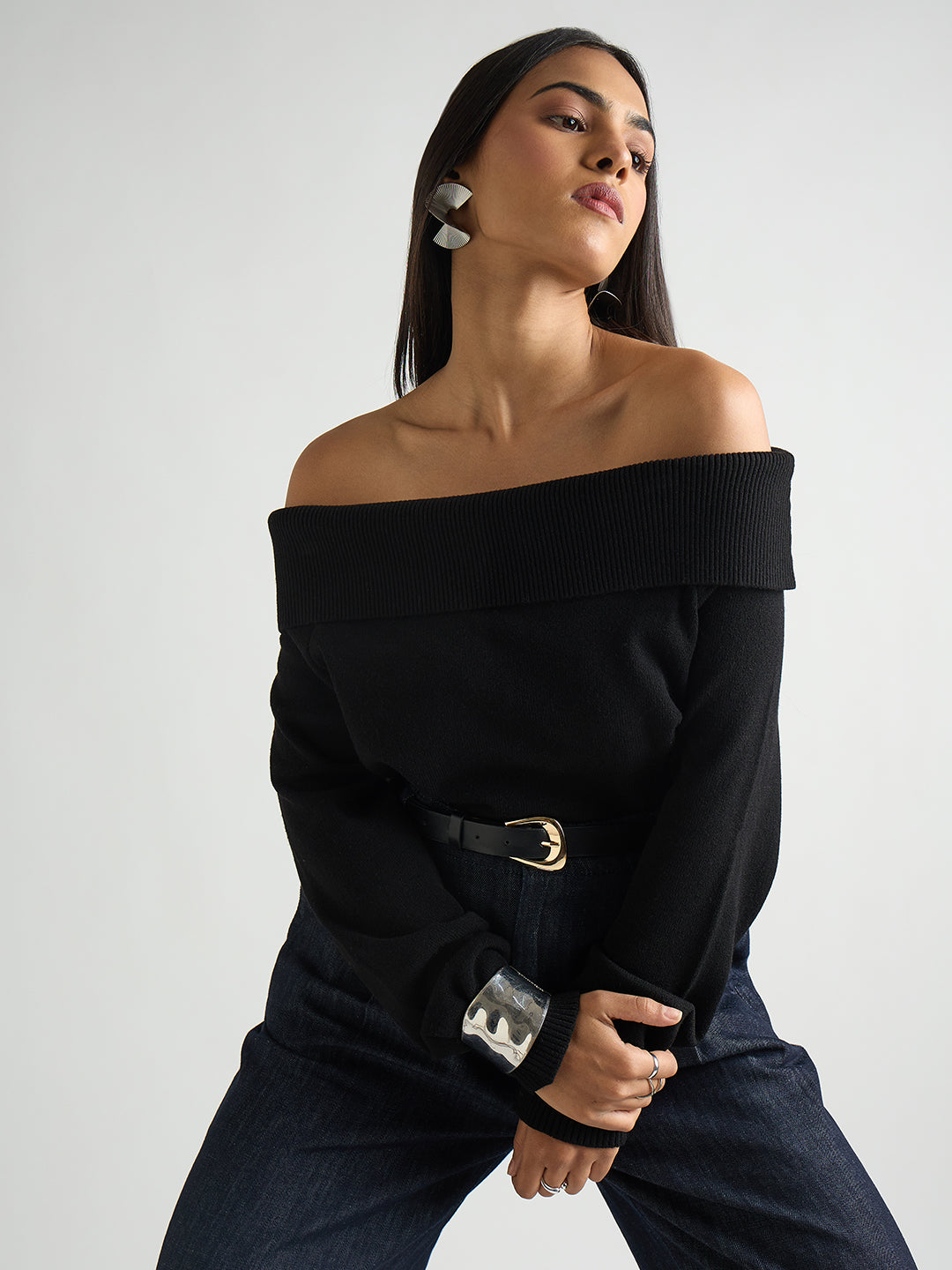 Black Off Shoulder Sweater