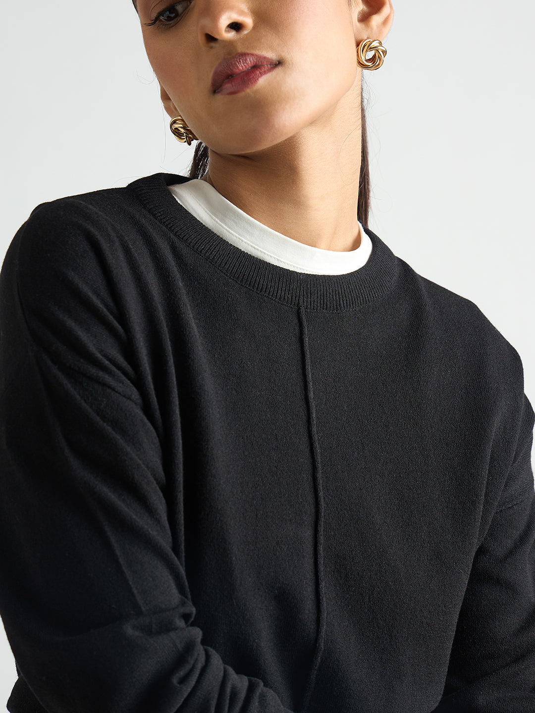 Black Pintuck Detail Sweater