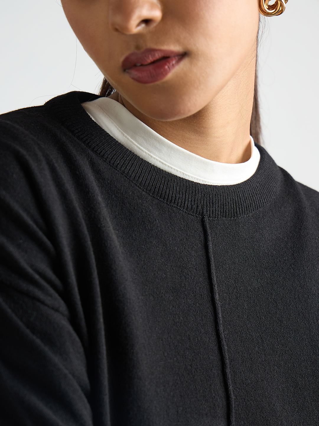 Black Pintuck Detail Sweater