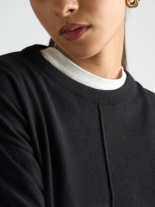 Black Pintuck Detail Sweater