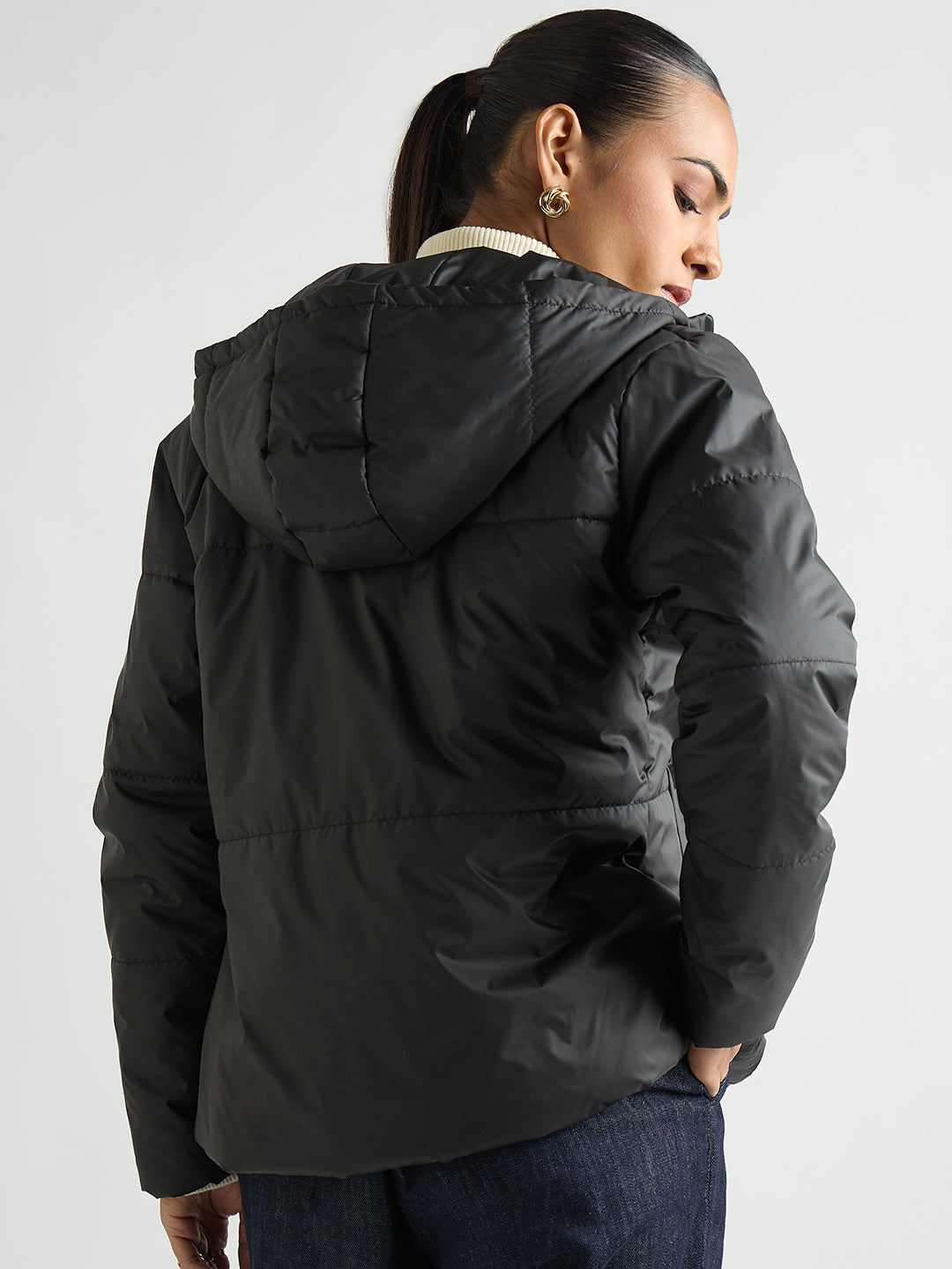 Black Hooded Puffer Jacket