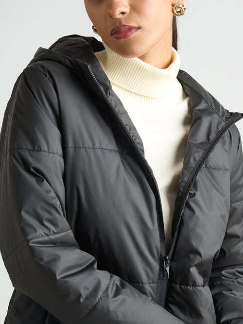 Black Hooded Puffer Jacket