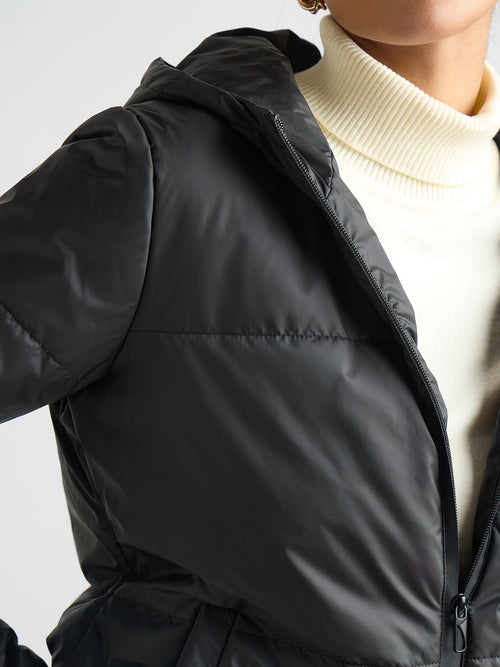 Black Hooded Puffer Jacket