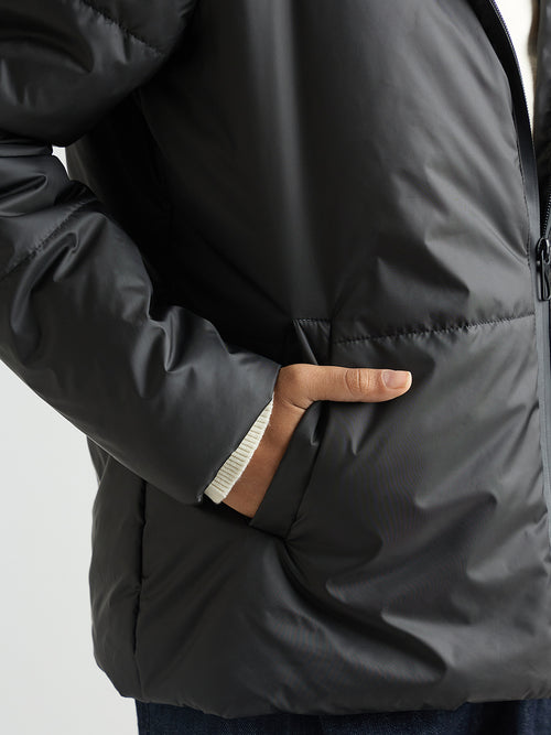 Black Hooded Puffer Jacket