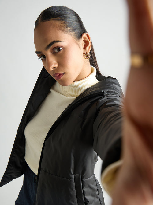 Black Hooded Puffer Jacket