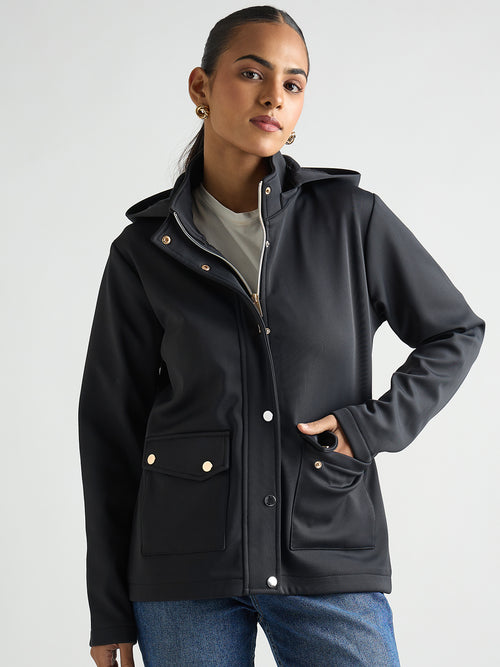 Navy Zip Up Hooded Jacket