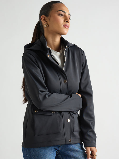 Navy Zip Up Hooded Jacket
