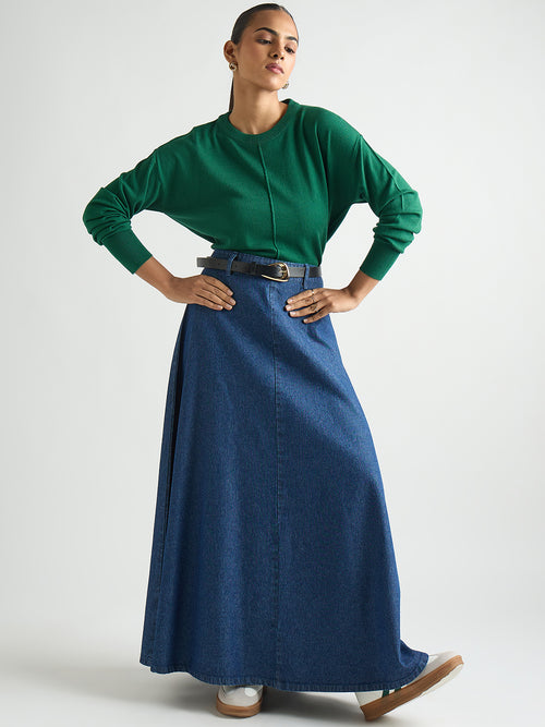 Bright Green Pintuck Detail Sweater