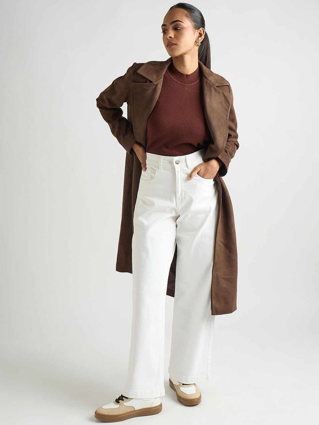 Coffee Brown High Neck Sweater Vest