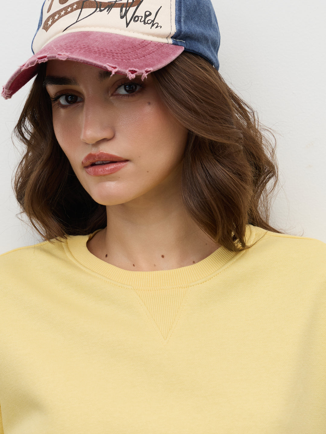 Butter Yellow Crew Neck Fleece Sweatshirt