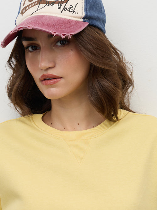 Butter Yellow Crew Neck Fleece Sweatshirt