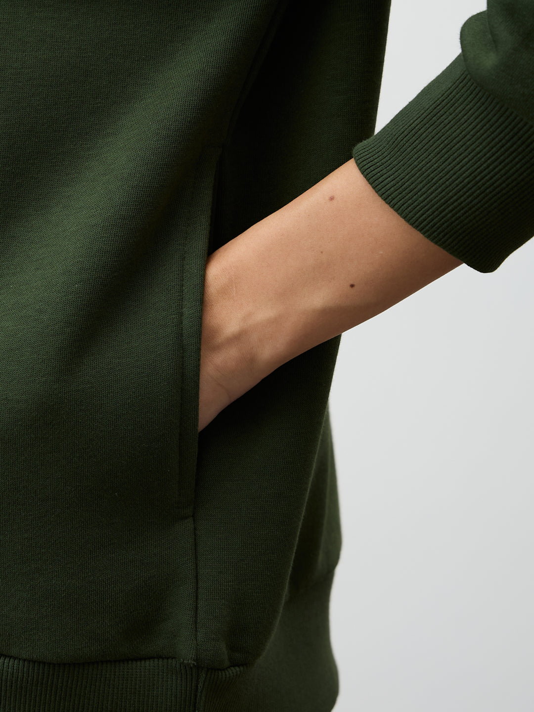 Olive Crew Neck Fleece Sweatshirt
