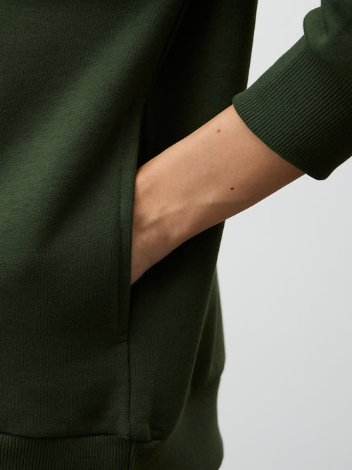 Olive Crew Neck Fleece Sweatshirt