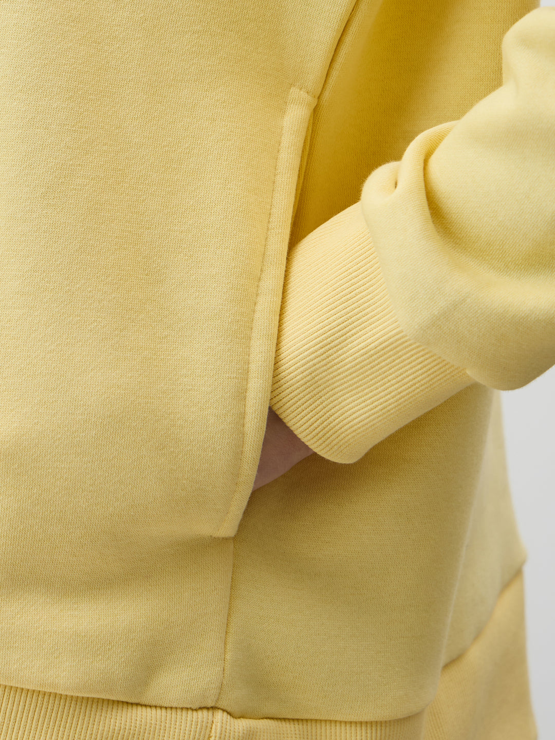 Butter Yellow Crew Neck Fleece Sweatshirt