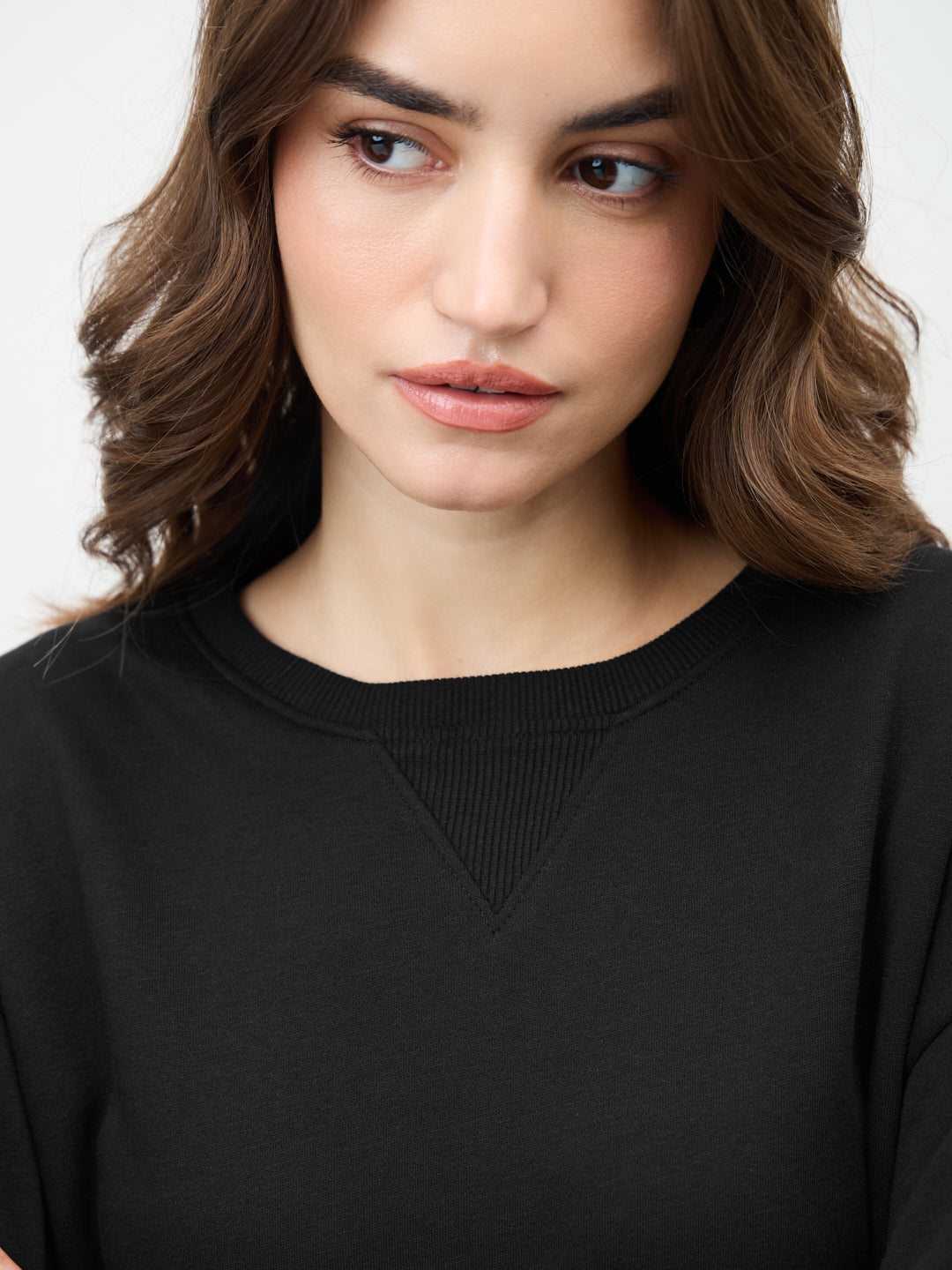 Black Crew Neck Fleece Sweatshirt