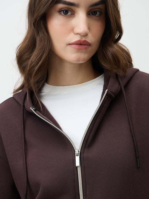 Mocha Zip-Up Fleece Hoodie